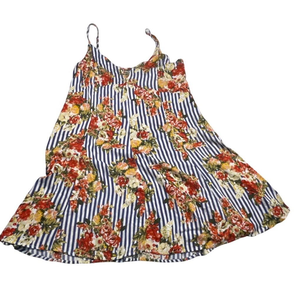 NWT VIBE Apparel Striped & Floral Sleeveless‎ Sundress With Adjustable Straps